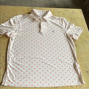 Izod White and Orange Golf Polo Shirt with Palm Tree Classic Design